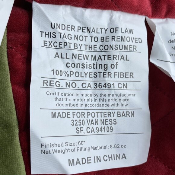 Pottery Barn Tree Skirt Christmas Velvet Red Green Monogrammed Macfalda 60 in - Picture 8 of 13